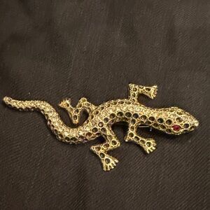 Gold and Red Reptile Pin